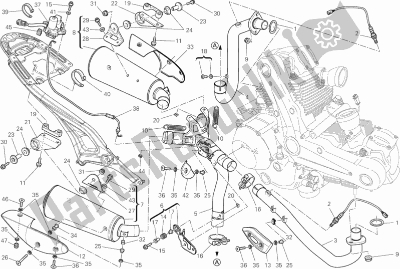 Alle onderdelen voor de Uitlaatsysteem van de Ducati Monster 796 ABS 2014